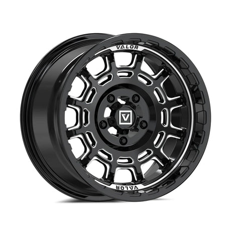 Valor Offroad V17 Beadlock UTV Wheel - Gloss Black Milled