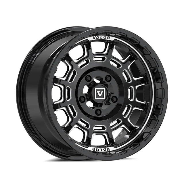 Valor Offroad V17 Beadlock UTV Wheel - Gloss Black Milled