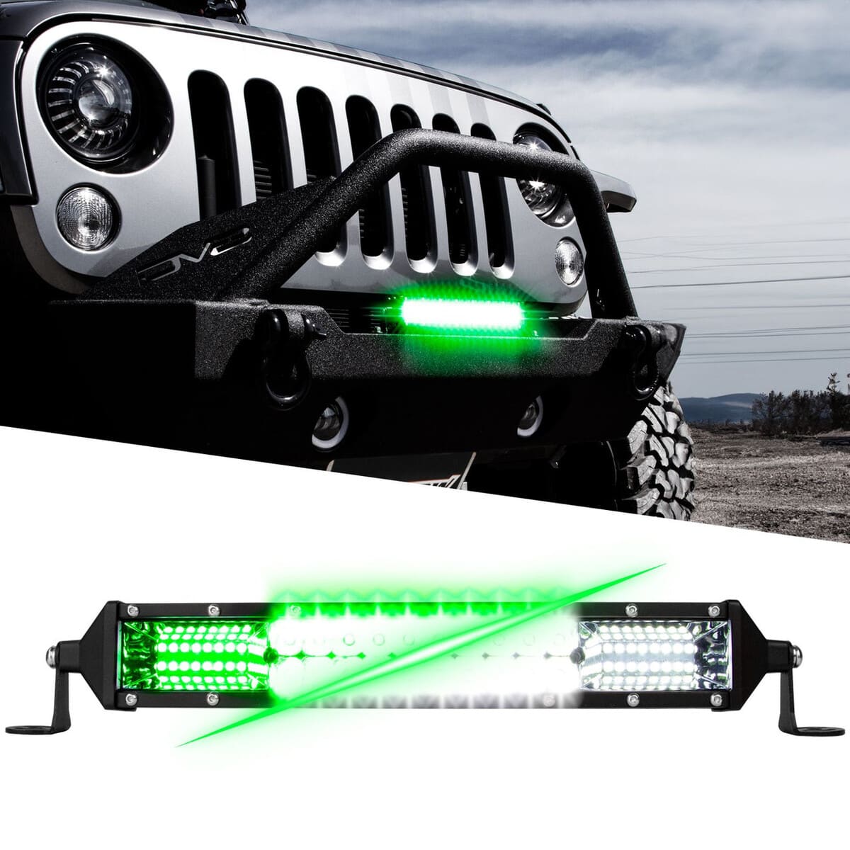 XK Glow 2-in-1 White & Green LED Light Bar