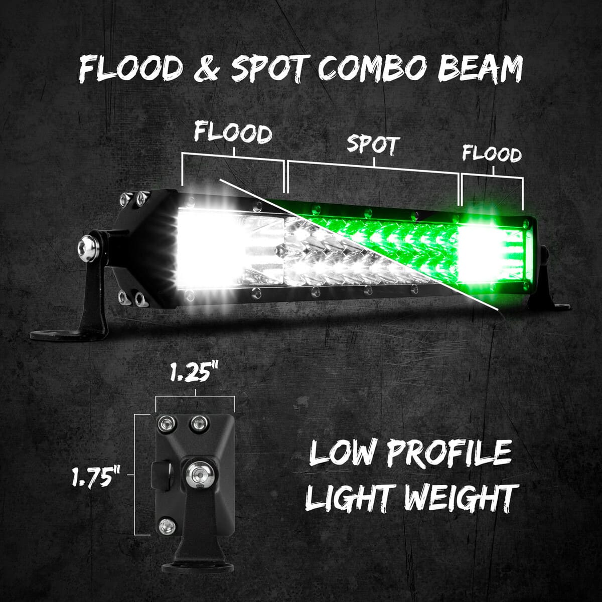 XK Glow 2-in-1 White & Green LED Light Bar