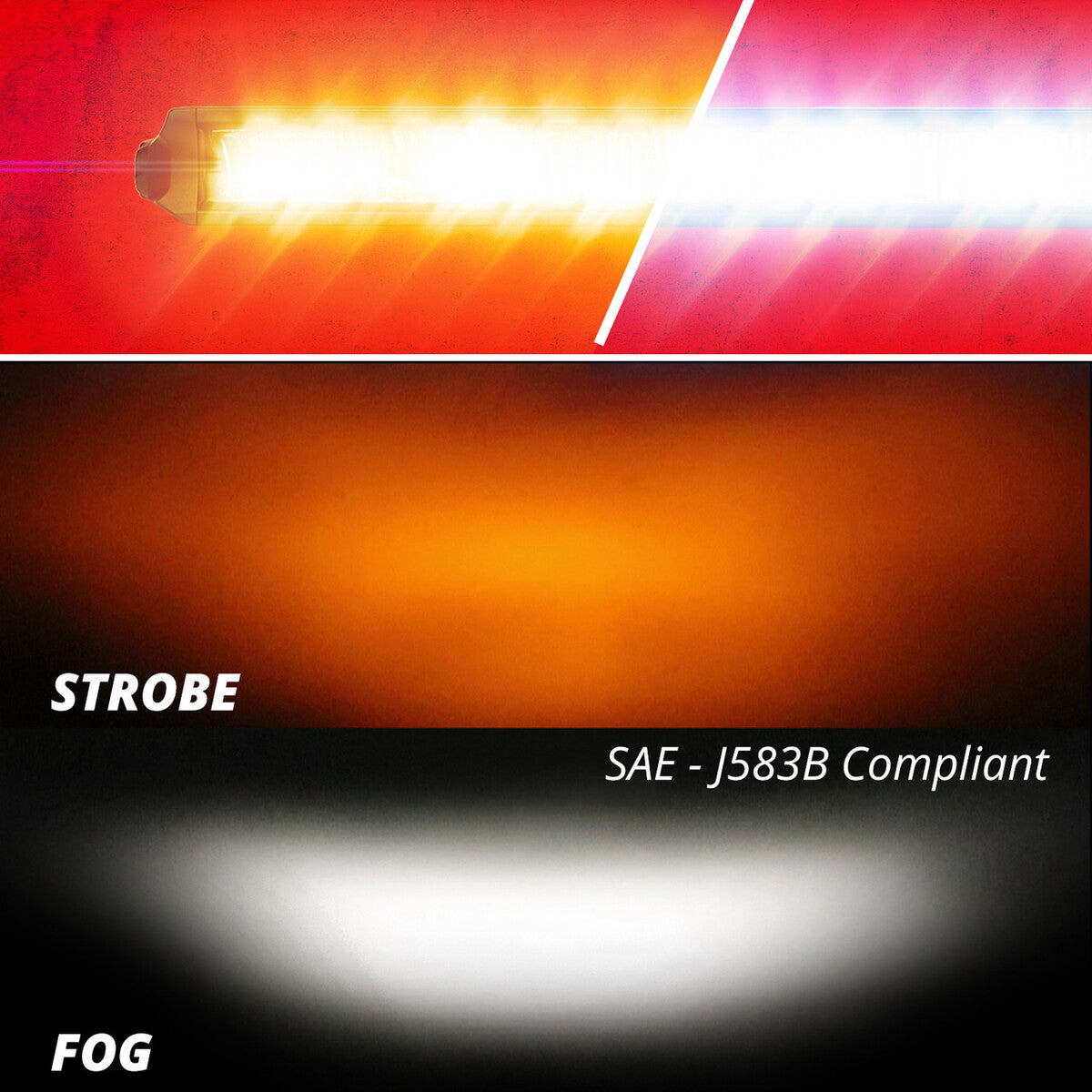 XK Glow 6"-10" Fog & Strobe LED Razor SAE Light Bar