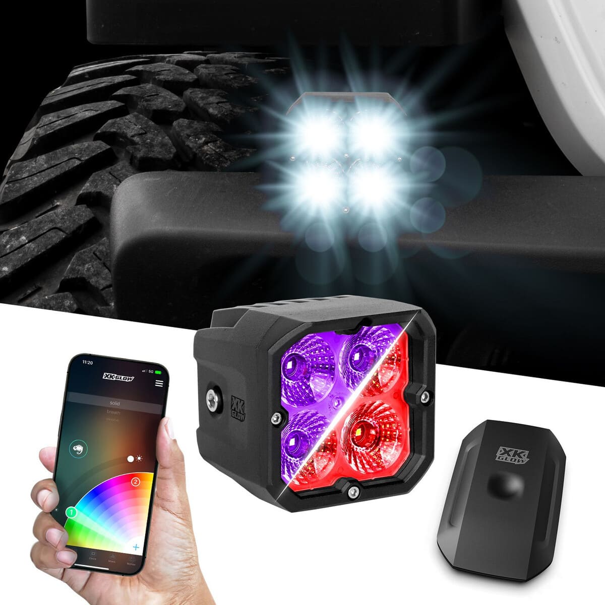 XK Glow XKchrome 2PC C3 SAE Cube Light Kit