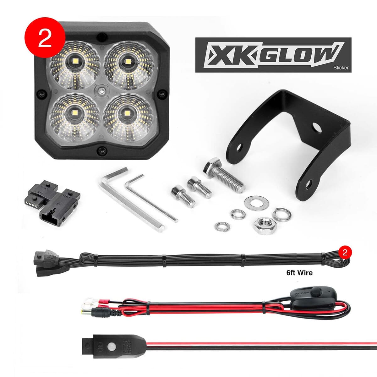 XK Glow XKchrome 2PC C3 SAE Cube Light Kit
