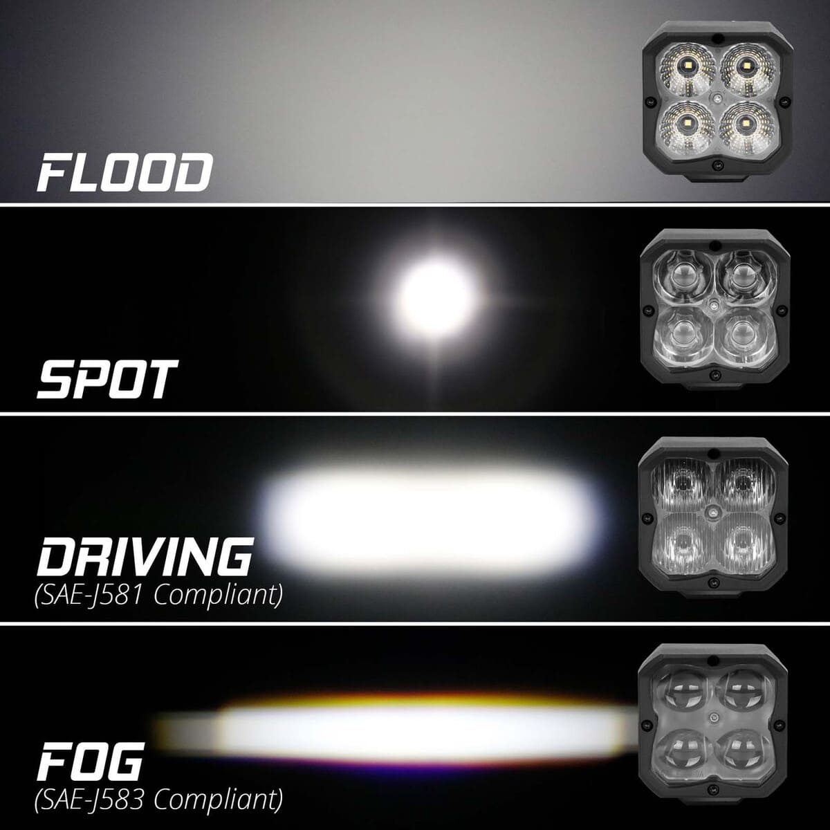 XK Glow XKchrome 2PC C3 SAE Cube Light Kit