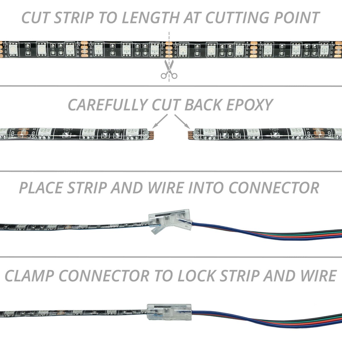 XK Glow XKchrome 4 Pin Strip to Wire Quick Connector