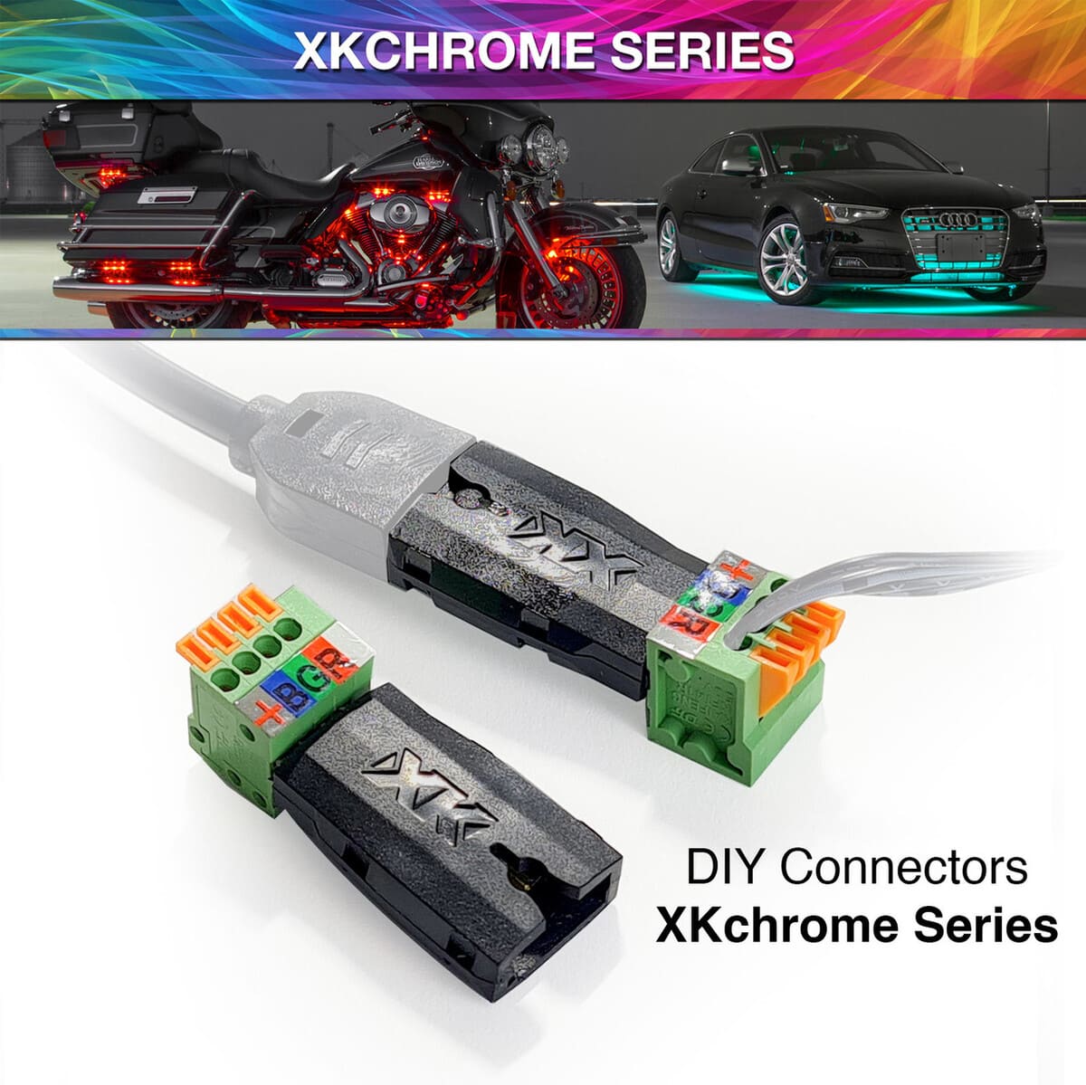XK Glow XKchrome & 7 Color 2 DIY Hardwire Connectors