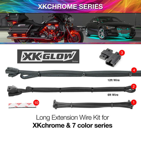 XK Glow XKchrome & 7 Color Car Extension Wire Kit