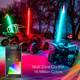 XK Glow XKchrome Smartphone App Side by Side UTV 2nd Gen LED Whip Kits