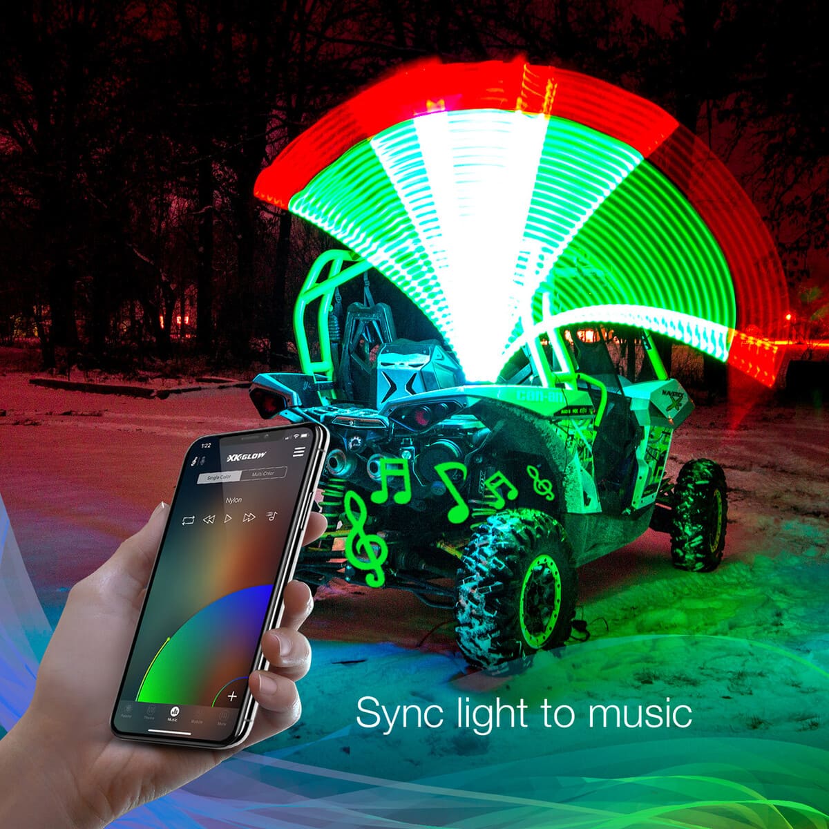 XK Glow XKchrome Smartphone App Side by Side UTV 2nd Gen LED Whip Kits