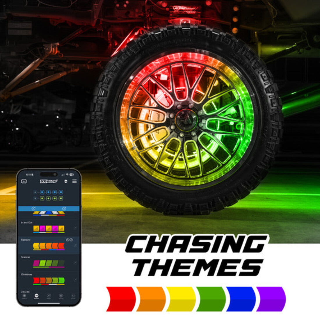 XK Glow XKmax RGBW Color Chasing w/ App-controlled LED Wheel Ring Lights