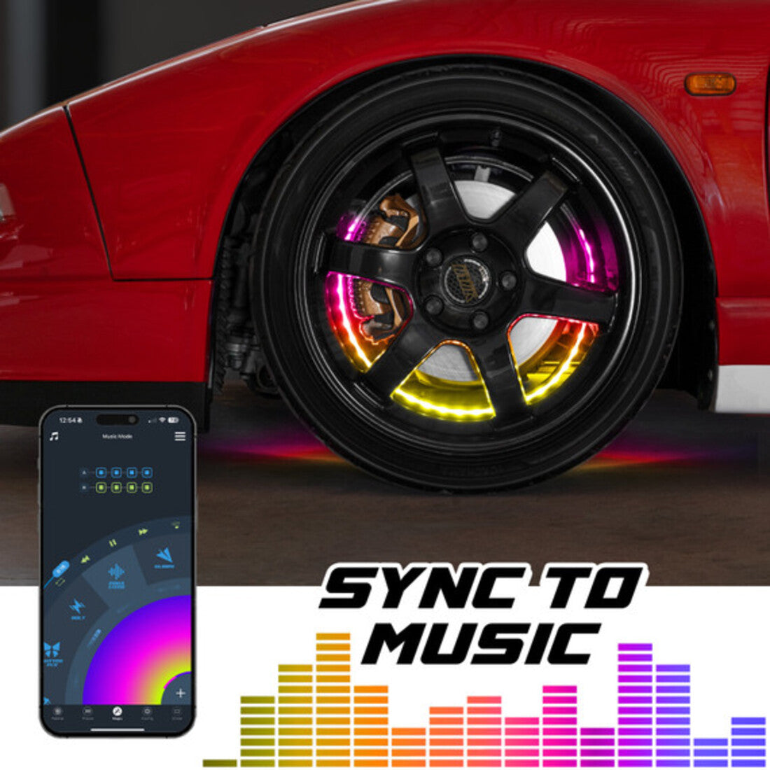 XK Glow XKmax RGBW Color Chasing w/ App-controlled LED Wheel Ring Lights