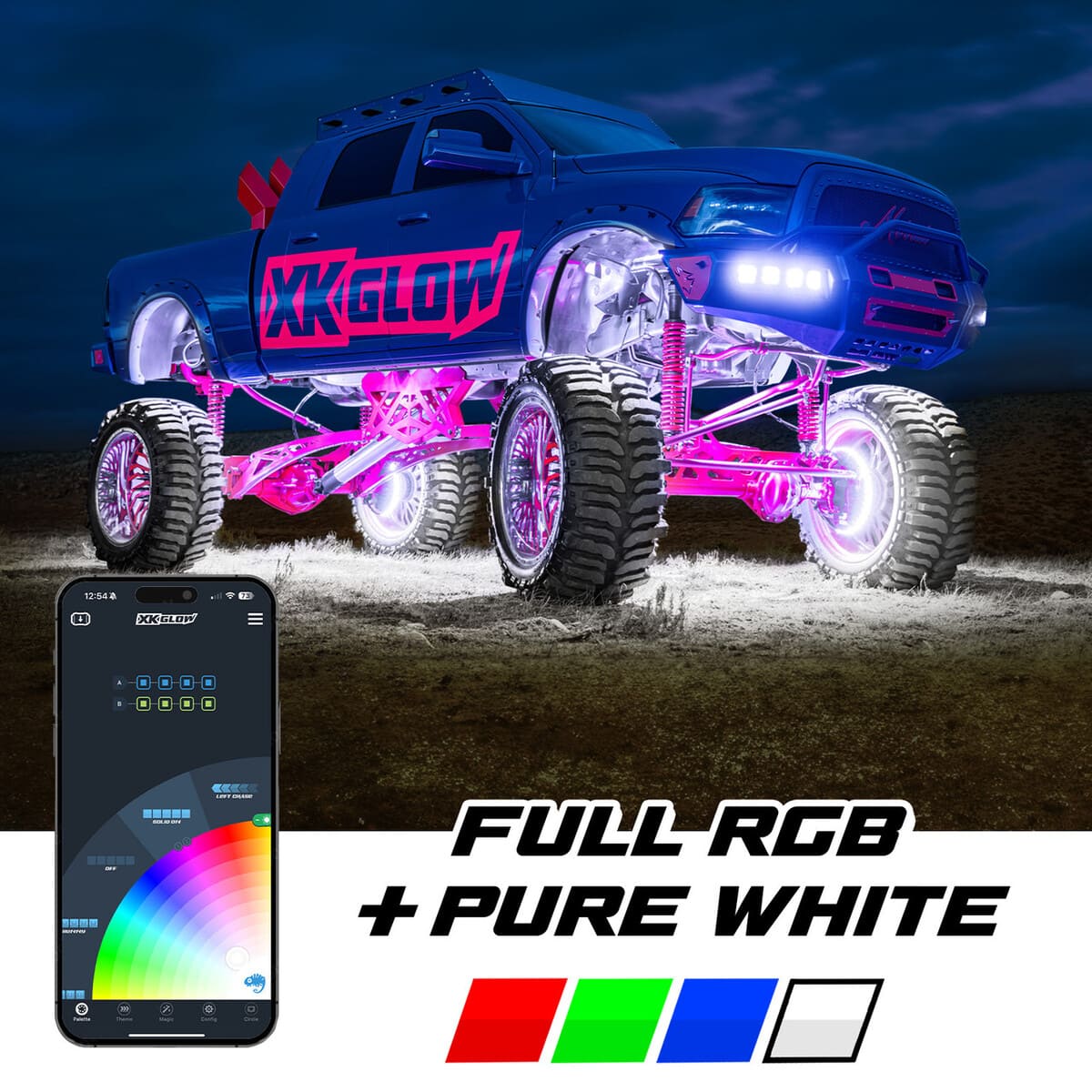 XK Glow XKmax RGBW LED Color Chasing Rock Light Kit