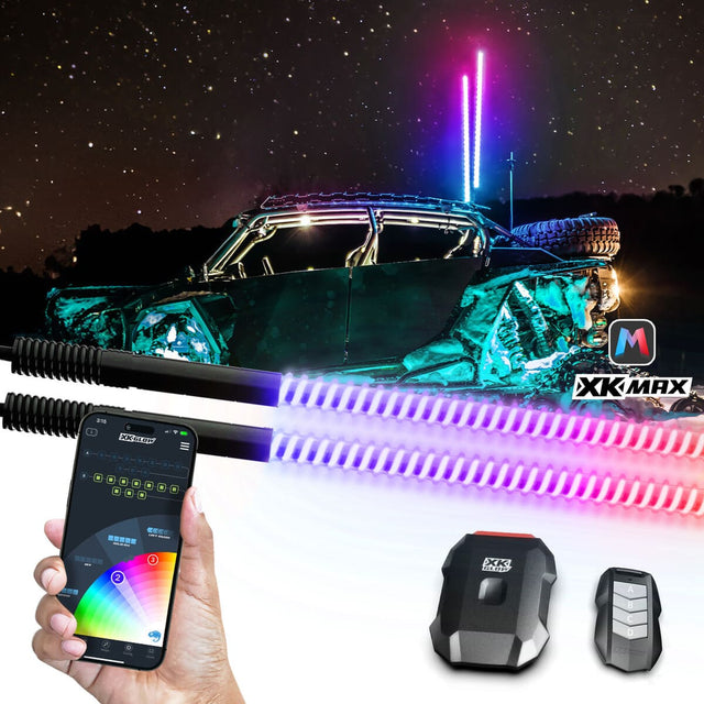 XK Glow XKmax RGBW LED Whip Lights w/ COB LED strip & app control