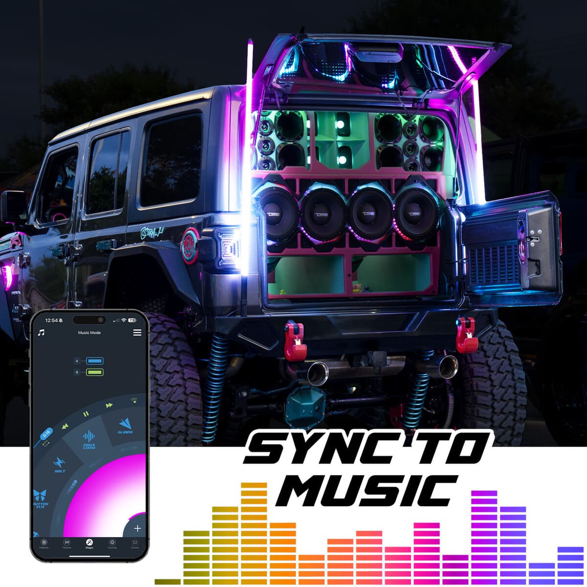 XK Glow XKmax RGBW LED Whip Lights w/ COB LED strip & app control