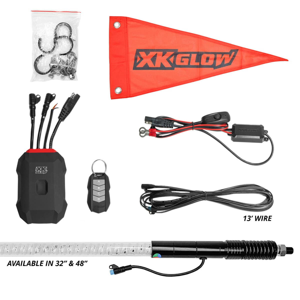 XK Glow XKmax RGBW LED Whip Lights w/ COB LED strip & app control