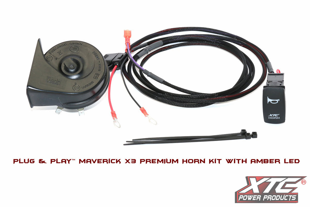 XTC '17-'26 Can-Am Maverick X3 Plug & Play Horn Kit w/ Amber LED Rocker Switch