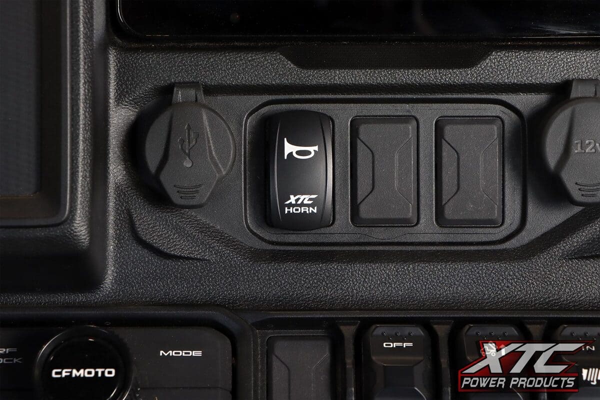 XTC '24-'26 CFMOTO UFORCE U10 Pro Plug & Play Horn Kit w/ Blue LED Lit Rocker Switch