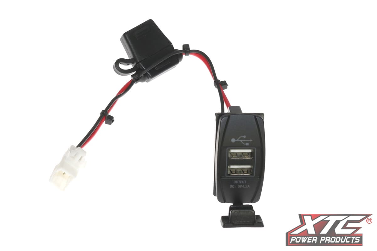 XTC Can-Am Plug & Play 5V 4.2A Dual USB Power Port w/Amber LED, USB Cover & Harness