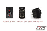 XTC ON/OFF/ON Red Top & Bottom LED DPDT Rocker Switch