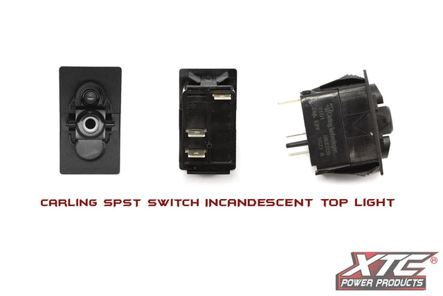 XTC ON/OFF SPST Carling Rocker Switch w/ Incandescent Backlight
