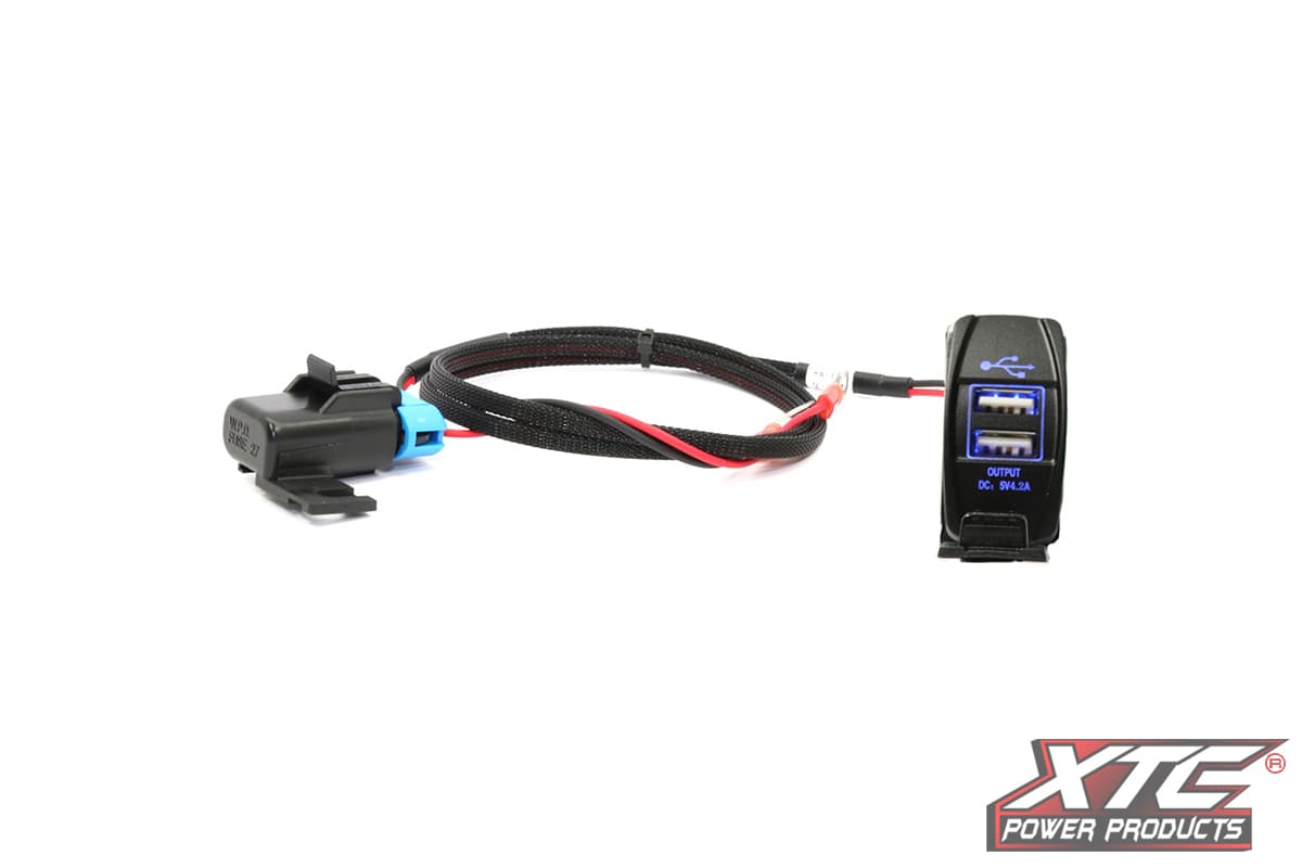 XTC Polaris RZR XP DC5V 4.2A Plug & Play Dual USB Power Port w/ Blue LED USB Cover & Harness
