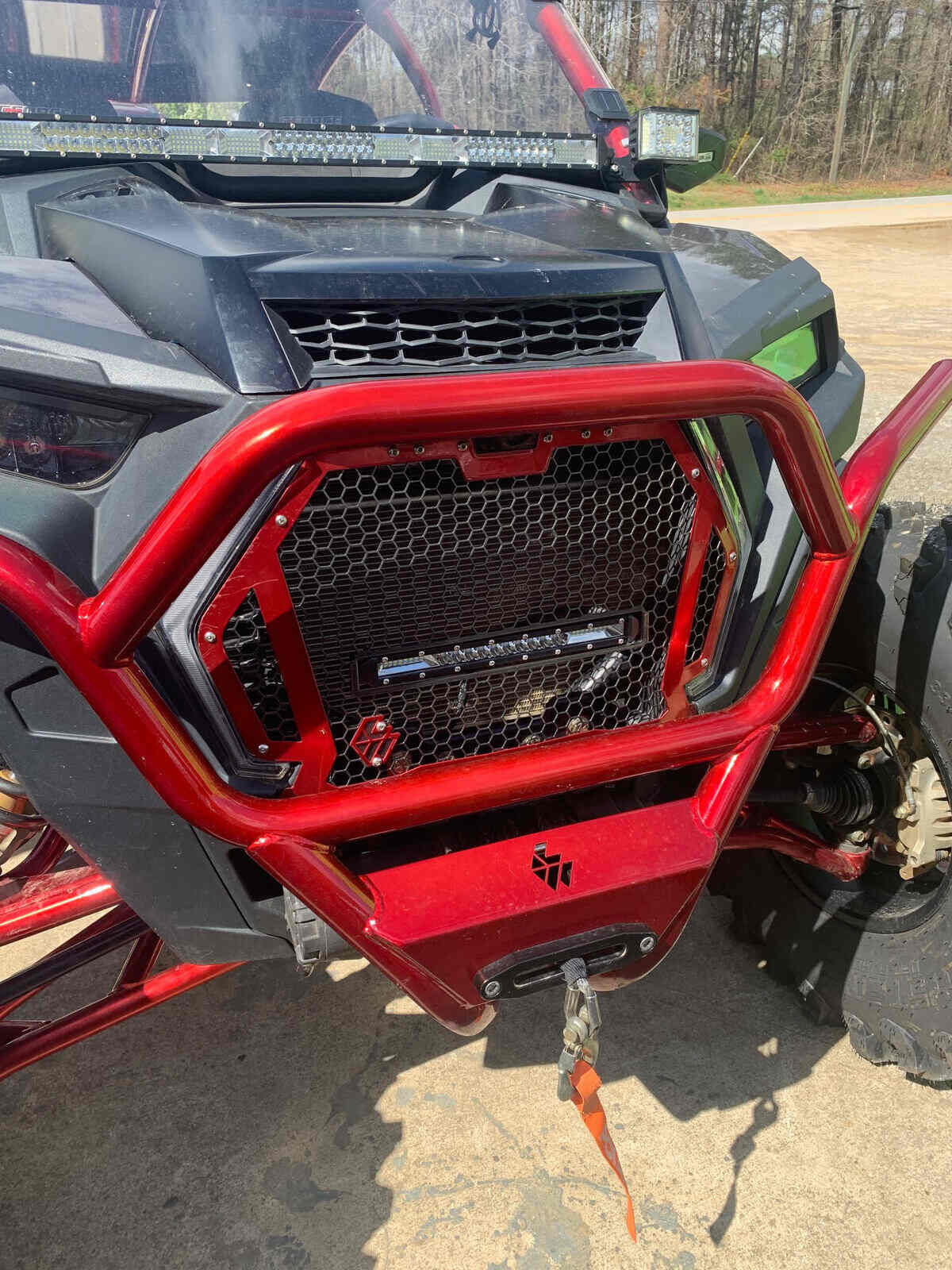 L&W Fab Polaris RZR Aftermarket Snap In Grill with Light Bar