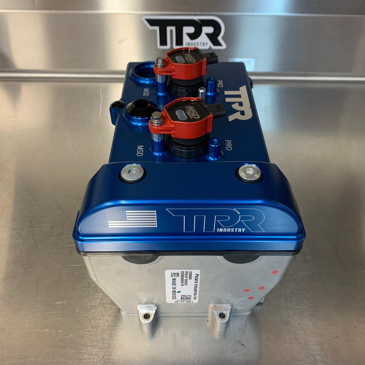 TPR Industry RZR Billet Valve Cover W/Oilers - Blue