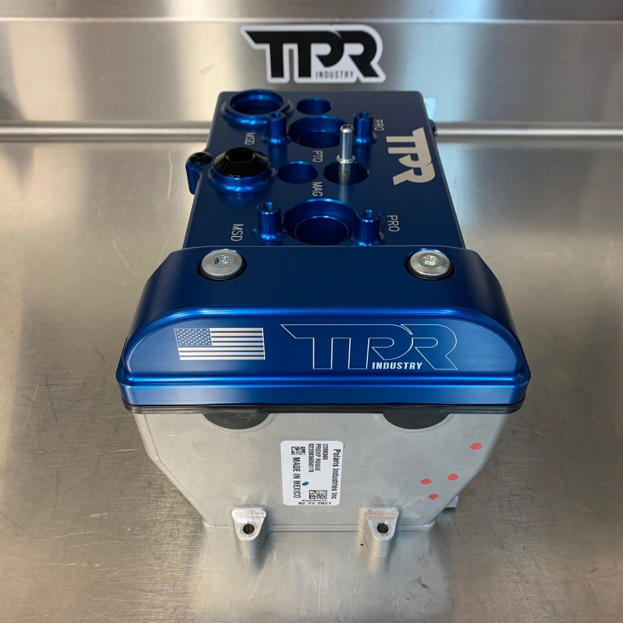 TPR Industry RZR Billet Valve Cover W/Oilers - Blue